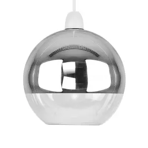 ValueLights Daelim Retro Two Tone Chrome and Clear Glass Ball Ceiling Pendant Light Shade