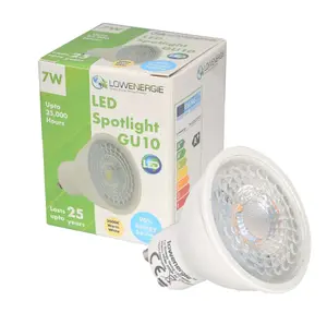 75w Equivalent Brightness GU10 7w LED Spotlight - Warm White - Pack of 10