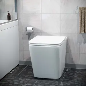 Nes Home Square Rimless Back To Wall Toilet With UF Seat White