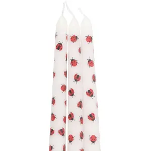 Something Different Love Bug Ladybird Taper Candle (Pack of 3) White/Red (One Size)