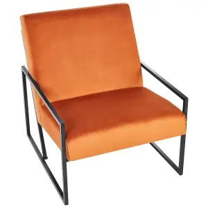 Beliani Modern Armchair DELARY Velvet Orange