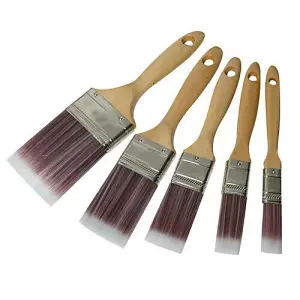 5 Piece Synthetic Paint Brush Set 19mm 25mm 38mm 50mm 75mm Emulsion Varnish Lac