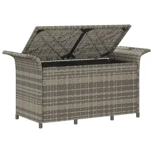 Berkfield Garden Bench with Cushion Grey 116x46x57 cm Poly Rattan