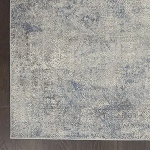 Ivory Light Blue Luxurious ,Rustic Textures Modern Rug For Bedroom & Living Room-160cm X 221cm