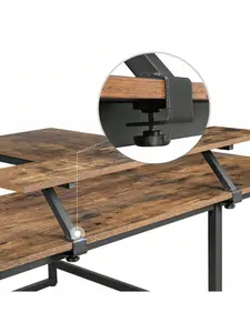 VASAGLE Computer Desk, L-Shaped Writing Workstation, Industrial Corner Desk With Monitor Stand