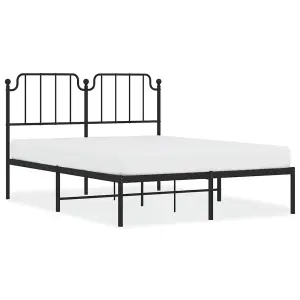 Berkfield Metal Bed Frame without Mattress with Headboard Black 140x200cm