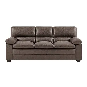 Oxford Bonded Faux Leather Three Seater Sofa Suite - Chocolate Brown