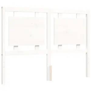 Berkfield Bed Frame with Headboard White Small Double Solid Wood