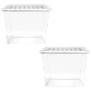 1 x 80 Litre Clear Plastic Storage Container With Lid Ideal For Home & Office Use