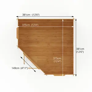 Waltons Wooden 4m x 4m Corner Log Cabin Summerhouse Garden Room - 34mm Double Glazed