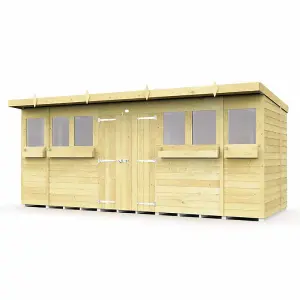 16 x 8 Feet Pent Summer Shed - Wood - L231 x W474 x H201 cm