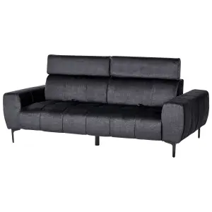 3 Seater Velvet Sofa Black VEGAMO