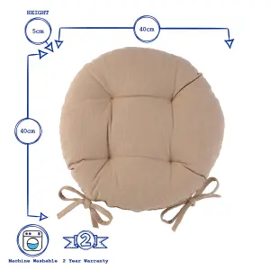 Harbour Housewares - Round Garden Chair Seat Cushions - Natural - Pack of 6