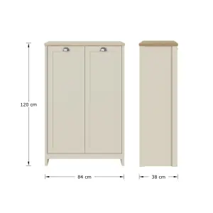 GFW Lancaster 2 Door Shoe Cabinet Cream