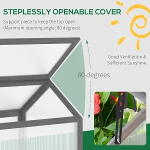 Outsunny Wooden Cold Frame Greenhouse Garden Polycarbonate Grow House, Grey