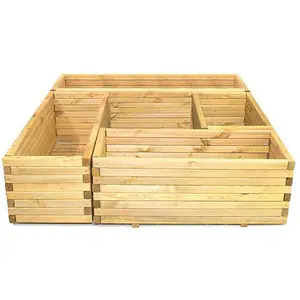 Primrose Wooden Pine Raised Flower Bed Plant Pot Outdoor Trough Planed Planter 200cm