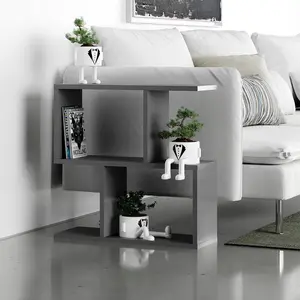 Barbara Side Table Modern 2-Tier Design with Storage Compartments Anthracite