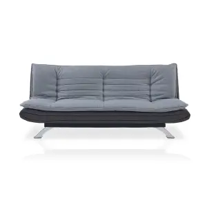 Michigan Fabric Sofa Bed 2 Seater Duo Contrast Fabric Chrome Legs Sofabed Recliner, Grey & Charcoal Fabric