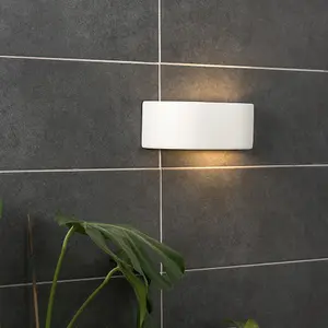 ValueLights Ceramic White Paintable Planter Flush Uplighter Wall Light