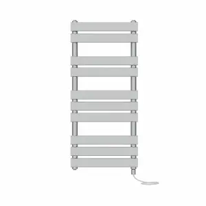 Rinse Bathrooms Electric Flat Panel Heated Towel Rail Chrome Bathroom Ladder Radiator Warmer 1000x450mm 600W