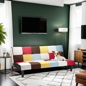 Multi Coloured Sofa Bed Birlea Rainbow 3 Seater Settee Fabric Scandinavian Retro