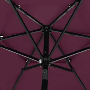 Berkfield 3-Tier Parasol with Aluminium Pole Bordeaux Red 2.5 m