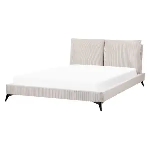 Corduroy EU King Size Bed Light Beige MELLE