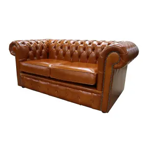 Chesterfield 2 Seater Newcastle Spice Tan Leather Sofa Bespoke In Classic Style