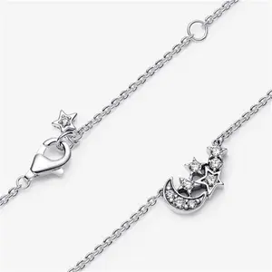 Pandora Sparkling Moon & Star Collier Necklace - Sterling Silver / Cubic Zirconia - Sz. 45 cm