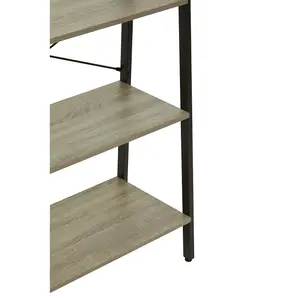 Interiors By Premier Four Tier Grey Oak Veneer Ladder Shelf Unit, Functional Industrial Narrow Shelf, Stylish Tall Cupboard