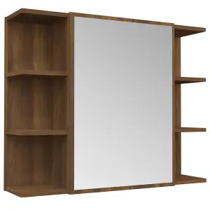 Berkfield Bathroom Mirror Cabinet Brown Oak 80x20.5x64 cm Engineered Wood