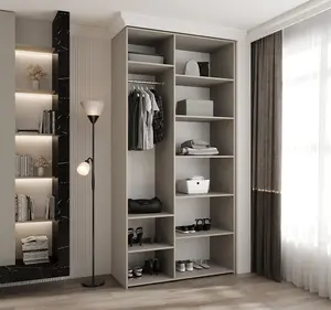 Elegant Cashmere Como I Hinged Door Wardrobe H2460mm W1200mm D500mm, Three Doors, Eight Shelves, Hanging Rail, Gold Handles