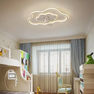 5 Blades Reversible Cloud Shape Ceiling Fan with Dimmable LED Light Ceiling Light Fan Timing 6 Gear Speeds