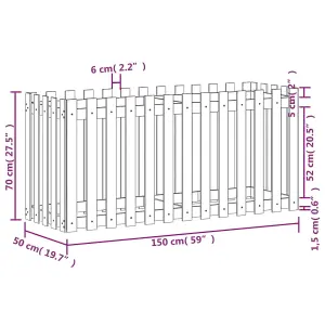 Berkfield Garden Raised Bed with Fence Design 150x50x70 cm Impregnated Wood Pine