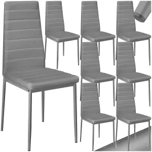 Dining Chairs - high backrest, padded, synthetic leather  - grey