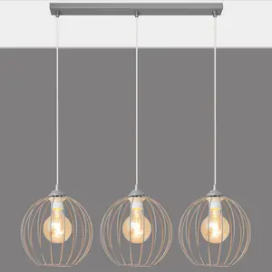 Luminosa Mercure Straight Bar Pendant Ceiling Light Grey 70cm