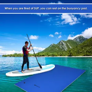 Costway 3 Layer Floating Water Mat Buoyancy Pad Swimming Pool Float Mat W/Rope