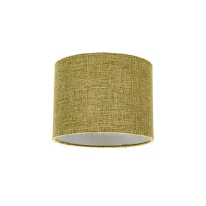 Modern Olive Linen Fabric Small 8 Drum Lamp Shade with Silver Inner Lining