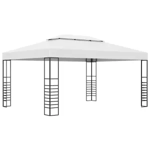 Berkfield Gazebo with LED String Lights 4x3x2.7 m White