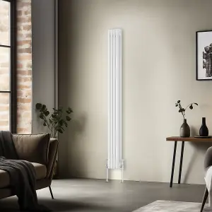 Right Radiators 1800x202 mm Vertical Traditional 3 Column Cast Iron Style Radiator White