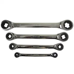 Torx / E Ratchet Spanner Wrench Set Double Ended E6 - E24 4pc Set