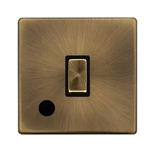 Antique Brass Screwless Plate 1 Gang 20A Ingot DP Switch With Flex - Black Trim - SE Home