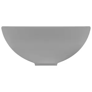 Berkfield Luxury Bathroom Basin Round Matt Light Grey 32.5x14 cm Ceramic