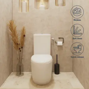 GoodHome Kentia White Close-coupled Round Toilet & cistern with Soft close seat & Close coupled cistern