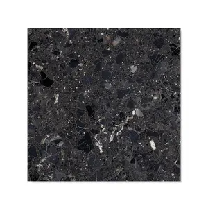 Dark Grey Quartz Effect Premium Glass Kitchen Splashback W700mm x H650mm