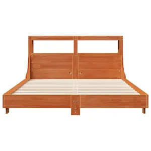 Berkfield Bed Frame without Mattress Wax Brown 135x190 cm Double Solid Wood Pine