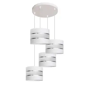 Luminosa Helen Cluster Pendant Ceiling Light White, Silver 35cm