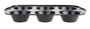 Prestige Aerolift Black Rectangular Steel Easy Clean Non-Stick 6 Cup Muffin Tin