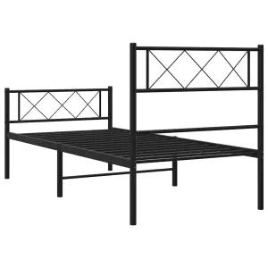 Berkfield Metal Bed Frame with Headboard and Footboard Black 100x200 cm