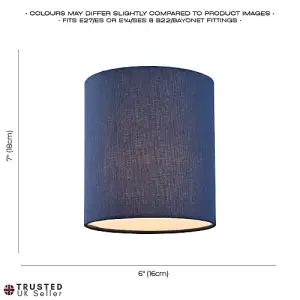 Contemporary and Elegant Midnight Blue Linen Fabric 18cm Cylinder Lamp Shade